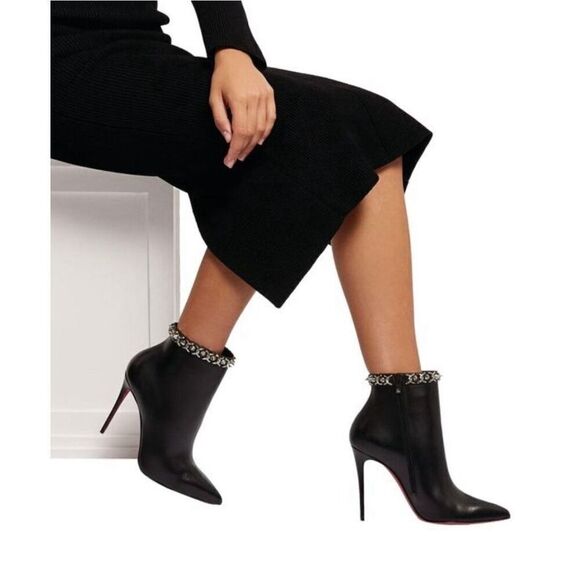 Christian Louboutin Booty Chain 100 Calf Leather Ankle EU 38.5 - Picture 7 of 10